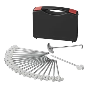 20 Stk. Felsbodenheringe im Koffer 20cm Metall Heringe – mit Kunststoffhaken