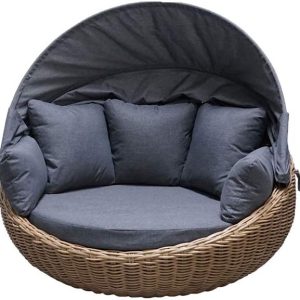 Daybed Ronda Natur-braun Rundgeflecht Sonnenliege Polyrattan Liegeinsel